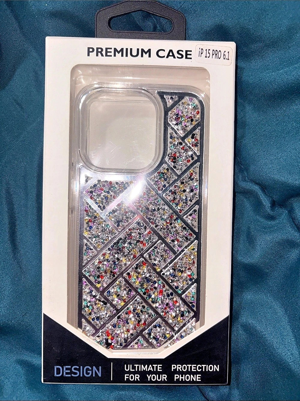 iPhone 15 Pro 6.1 - Geometric Glitter Phone Case Silver